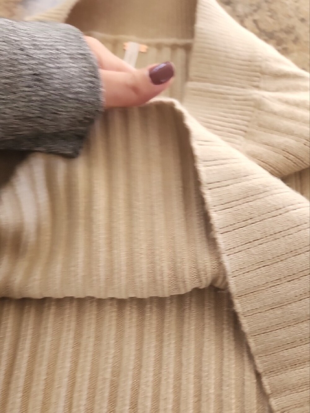 Free People Cream Ribbed Zip-Up Cardigan Set - Picture 13 of 13
